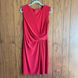 Anne Klein Red Sheath Dress Sleeveless Crew Neck Midi